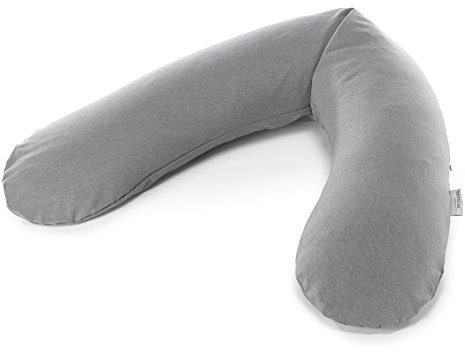 Theraline Ersatzbezug für Das Original Schwangerschaftskissen & Stillkissen, Stillkissen Bezug 190 cm, Bamboo Collection aus Bambusviskose und Bio-Baumwolle, Farbe: Melange Mittelgrau