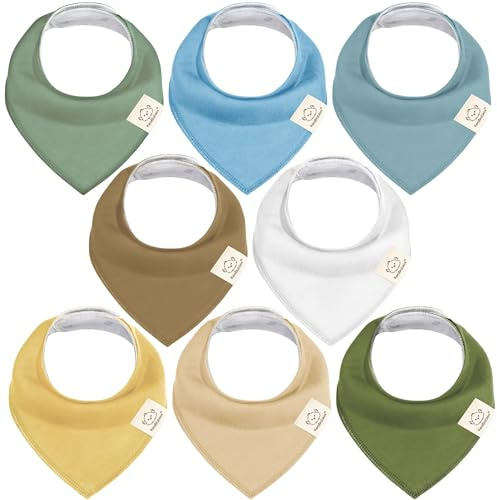 8-pack organisk baby bandana dregelhaklappar – eleganta unisex bandana haklappar – superabsorberande bandana dregelhaklappar – mjuka tandsprickningshaklappar för spädbarn – babyhaklapp i ekologisk