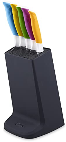 Zyliss E920247 Comfort 5 Piece Knife Block Set, Multiple Sizes, Japanese Stainless Steel, Multicolour/Black, Knife Block Set with 5 x Kitchen Knives, Dishwasher Safe