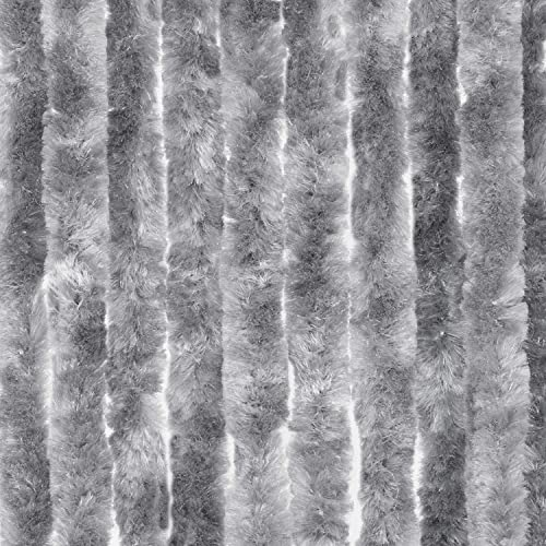 Moritz Flauschvorhang aus Chenille 56 x 185 cm Grau Türvorhang als Fliegenschutz Insektenschutz für Camping Wohnwagen