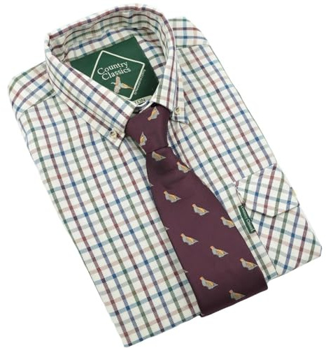 Country Classics Taunton Blue Country Check Polycotton Long Sleeve Shirts Fishing Shooting Hunting Casual Formal Buttoned Down Collar Classic Shirts