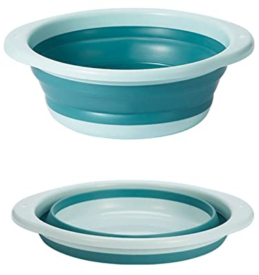 ASFINS spülschüssel, spülschüssel faltbar, multifunktionale, groß, Faltbare, runde Spülschüssel, tragbare, platzsparende, Faltbare Schüssel zum Waschen von Gemüse, Geschirr, Unterwäsche (blau/groß)