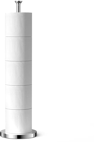 Toilet Paper Holder Stand(with Reserve Function), Free-Standing Spare Rolls Storage Holder, Stainless Steel, Modern Design