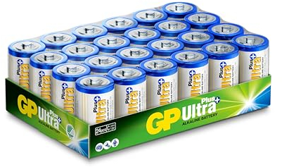 Batterien C, 24 Stück, GP Ultra-Plus, Alkaline-Taschenlampe, 1,5 V, LR14, Halbbatterien, Lange Lebensdauer