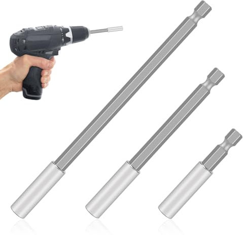 3PCS Strong Magnetic Drill Bit Extension Holders, 2.4 / 3.9 / 5.9 Magnetic Screwdriver Extension Bit Holder for Impact Driver, 1/4 Hex Shank Drill Bits Holder Extender for Maintenance