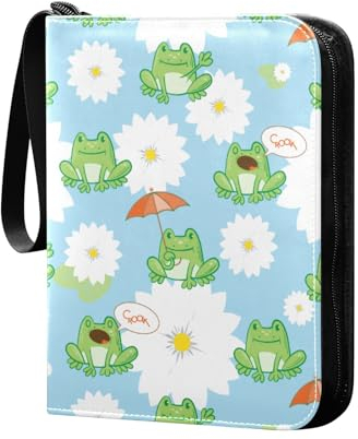 Cartoon Frogs Sammelkartenalbum 4 Taschen Kartenordner 50 Seiten 400 Karten PU Reißverschluss Kartenbinder Aufbewahrungshalter für Sportspielkarte