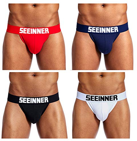 Casey Kevin Jockstrap herrunderkläder suspension underkläder stringtrosor atletisk sport stringtrosor, B2-svart/vit/kungsblå/röd, XL