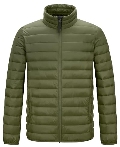 TOG24 Gibson Mens Puffer jacket Lightweight Padded Jacket Waterproof Quilted Coat Ultra Warm Wind Resistant for Hiking Casual Skiing Khaki L