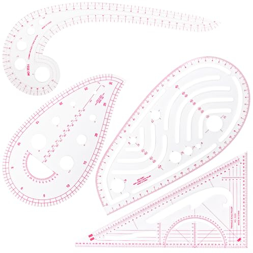 MXTIMWAN 4 Stück Schneiderlineal,Kurvenlineal Schneiderbedarf,Lineal Nähen Kleidungs,DIY Nähen Lineal Schneiderset,Näh Lineal Muster Nählineal Set,Metrisches Lineal Set für das Schneidern Nähen