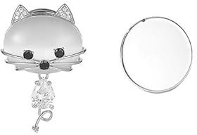 Broche magnétique en forme de chat avec strass pour femme fille mode cristal délicat forme animale mignon bouton broche robe accessoires bijoux Noël vacances d'hiver cadeaux, Piccolo, Métal