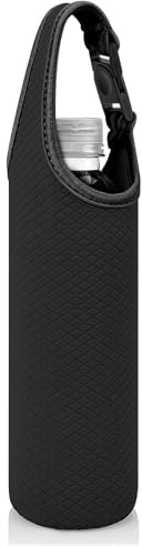 Linkidea Funda de neopreno para botellas de agua compatible con Lifewtr de 16,9/20 onzas líquidas, funda para botellas de agua portátil con correa de transporte p (Negro)