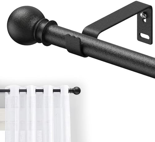 Barras de Cortinas, 78-114cm Barra Cortinas Extensible con Soportes, 16 mm de Diámetro Barra de Cortina Decorativa Ajustable de Acero Inoxidable Para Ventanas, Salon Sala de estar y Dormitorio