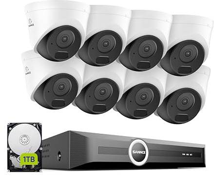 SANNCE Kit Telecamere Videosorveglianza PoE, 6MP NVR 8 Canali Senza HDD con 8 Telecamere Esterna IP 3MP, Visione Notturna Infrarossa 30m e Rilevamento Movimento, Registrazione 24/7, Impermeabile IP67