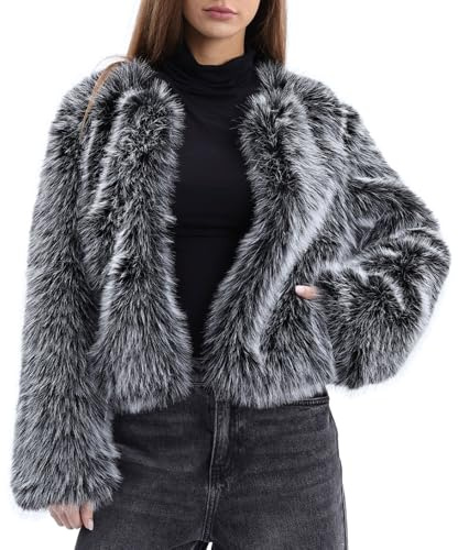 Amazhiyu Cappotto in pelliccia da donna, Giacca corta in peluche Cappotto in pelliccia sintetica Giacca in finta pelliccia, Giacca in pelliccia Giacca in pelliccia Cappotto in pile a maniche lunghe