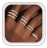 Tungary Adjustable Stackable Silver Rings for Women Non Tarnish