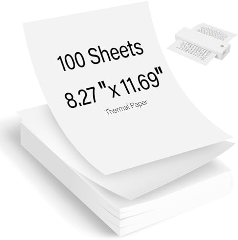 Papel térmico A 4 para impresora, 100 Hojas Papel térmico A 4 plegable, Sin BPA, Compatible con la Mayoría de Impresoras Térmicas A4, Papel Termico Impresora A4 de Secado Rápido Fotos