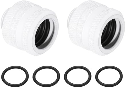 QUARKZMAN 2Pcs Raccordi A Compressione Per Tubi Rigidi (G1/4 A 10 ID 14mm OD, Bianco) - Raccordi A Compressione Per Serraggio Rapido Per Tubi Flessibili/Sistemi Di Raffreddamento Ad