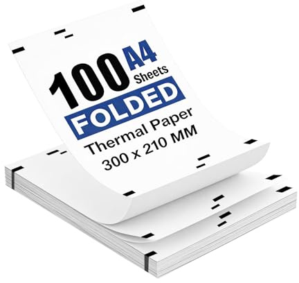 KMFYMPT Termiskt papper A4 (100 ark), snabbtorkande termopapper, 210 x 297 mm termoskrivarpapper A4, BPA-fritt, kompatibelt med vanliga termoskrivare, lämplig för kontinuerlig utskrift