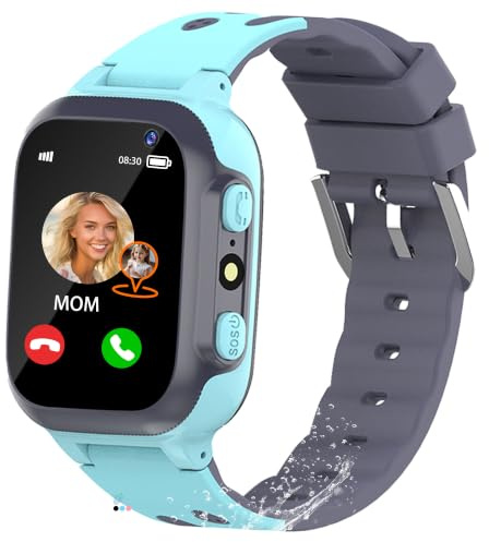 EUNICECG Smartklocka för Barn med GPS-Tracker Lampa Röstchatt Telefon SOS Spel Väckarklocka Klassrumsmodell IP68 Vattentät Smartwatch Barn Digitalt Smart Watch for Flickor Pojkar Födelsedag Gåvor