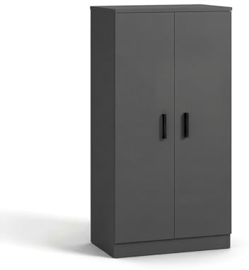 duehome | Zapatero Armario, Mueble Auxiliar, Acabado en Gris Grafito, Modelo Liam 55, Medidas: 55 cm (Largo) x 108 cm (Alto) x 36 cm (Fondo)