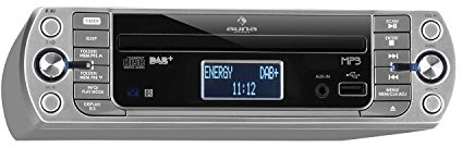 AUNA KR-400 CD - Radio da Cucina, Sottopensile, DAB+/PLL, FM, CD/MP3, Bluetooth, AUX, USB, 40 Stazioni Memorizzabili, Sveglia, Telecomando, Argento