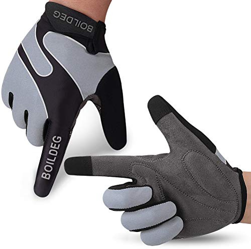 boildeg Gants de Cyclisme pour Homme et Femme,Gants de Fitness,Gants de VTT sans Doigts de Sport,Antidérapant et Absorption des Chocs (Grey-12345, Medium)