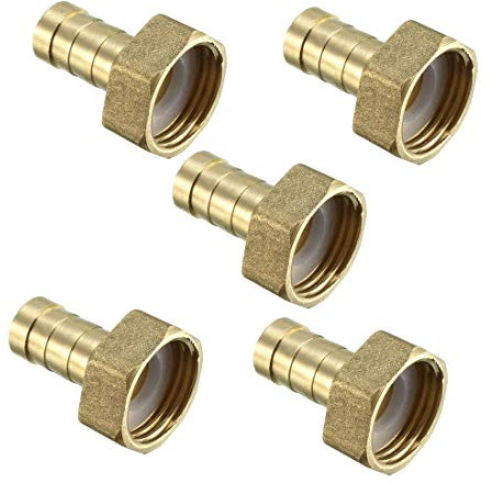 sourcing map Brass Barb Hose Fitting Connector Adapter 12mm Barbed x 1/2 PT Female Pipe 5pcs