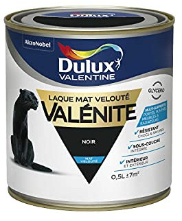 Dulux Valentine Peinture Laque Valénite Glycéro multisupport intérieur-extérieur – Grande résistance pour boiseries et ferronneries - aspect Mat Noir 0,5 L - 5296819