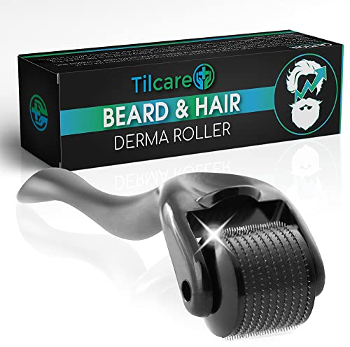 Derma Roller für Bart- und Haarwuchs von Tilcare - Steriler Titanium Derma Roller 0.25mm für Männer - Mikronadel-Werkzeug für inaktive Kopfhaut und Gesichtsfollikel, das für dichteres Haar sorgt