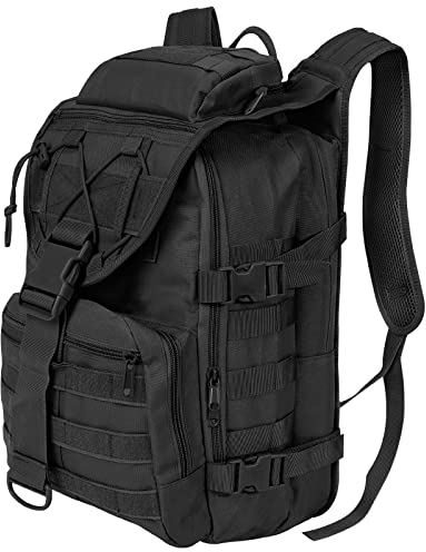 SHANNA Militärrucksack 35L Armee Rucksack Molle, Hohe Kapazität Trekkingrucksack Wanderrucksäcke Assault Pack Taktischer Kampfrucksack für Outdoor Camping 3 Tage Bug Out Go Bag Angeln Jagd, Schwarz