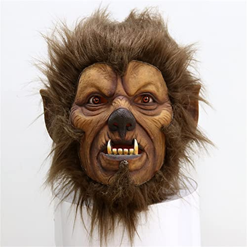 Halloween Werewolf Mask - Full Head Animal Furry Costume Cosplay Werewolf Masks for Horror Full Moon Party