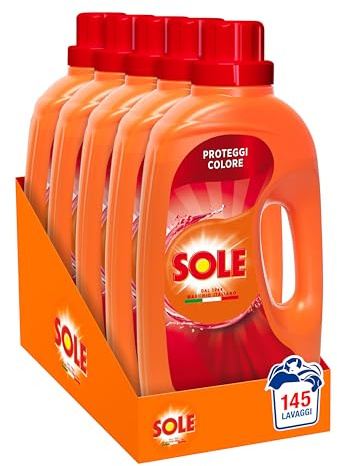 Sole Detersivo Lavatrice Proteggi colore 145 Lavaggi, (5x29), Formula igienizzante, Detersivo Lavatrice Liquido Proteggi colore, rimuove le macchie a basse temperature