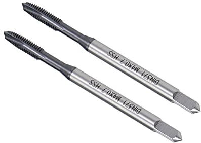 CoCud Espiral Punta Machos, Métrico M4 x 0.7 Rosca, TICN Revestido Alta Velocidad Acero DIN371/376 Tornillo Fresado Roscado Machaca - (Aplicaciones: para Roscado Máquina), 2uds