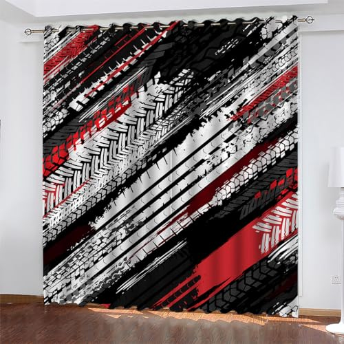Verdunklungsvorhänge, Reifenmarke Muster Geeignet für Wohnzimmer Schlafzimmer Balkon Badezimmer Zweiteiliges Set Leise Warm Mit Schnalle T1 L 264 x H 242 cm (2 x 132 x 242 cm)