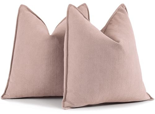 ZWJD Dusty Pink Kissenbezug 50x50 2er Set Chenille Kissenbezüge Sofakissen Kissenhüllen mit elegantem Design, weiche und luxuriöse dekorative Dekokissen für Couch, Bett und Heimdekoration