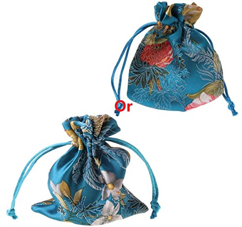 PURPLELILY Sacchetti regalo tradizionali in seta da viaggio con ricamo cinese per gioielli con coulisse