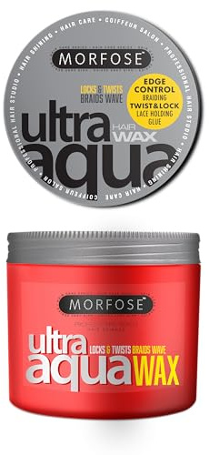 Morfose Ultra Aqua Wax 500 ml – Starker Halt & Glanz – Haarwachs für Braids, Twists, Locken & Kantenkontrolle – Unisex Stylingwachs