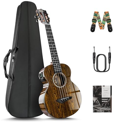 Caramel TEG95 Butterfly Bocote Glossy Tenor Acoustic & Electric Ukulele | 26-inch Handmade Professional Ukelele Kit with Accessories