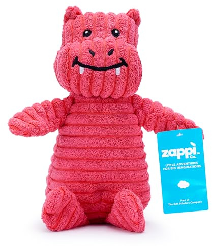 Zappi Co Pink Hippo Dragon Plush Dog Toy with Squeaker – Soft, durable, ribbed design for play, perfect for small and medium dogs. Ideal for interactive play and enjoyment.