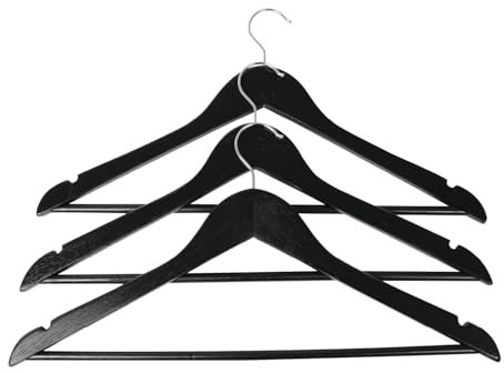 HOME It® 3 Pack 43cm Black Slotted Trouser Bar Hangers - Scandinavian Design Ideal for Shirts and Winter Jackets
