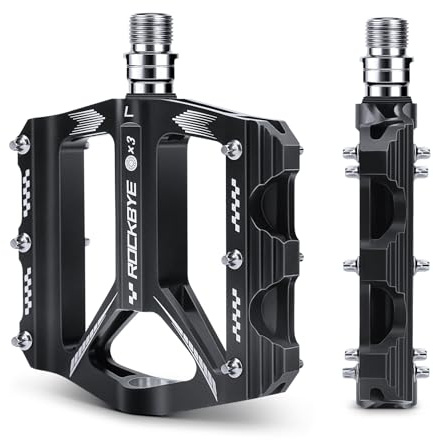 POWVINE Bike Pedals- 9/16 Lightweight Mountain Bike Pedals with 3 Sealed Bearings Non-Slip Wide Platform,Easy Installation Bicycle Pedals for Road Mountain BMX MTB Bike
