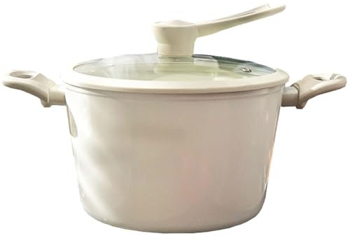 Stor non-stick keramisk soppgryta med glaslock – mångsidig matlagningsgryta för spagetti, soppa, ris, havregryn och congee – 20 cm mångsidig kastrull