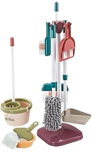 Gigzo Land Kids Cleaning Tool Set – 18 PCS Colourful Pretend Play Housekeeping Toys with Brooms, Mops, Dustpans & More – Kids Role Play Cleaning Toys – Motor Skills Development Toy Gifts for Toddlers