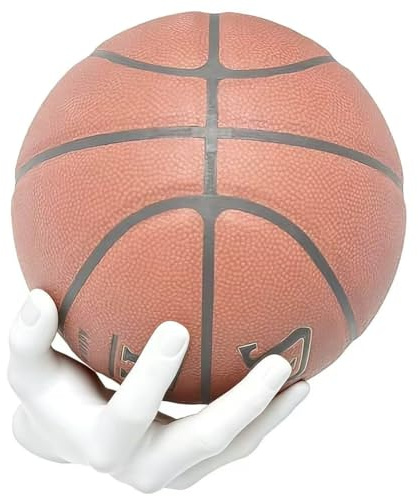 Basketball Holder, Ball Holder Wall Mount Hand Sculpture Art Decor Stand, Basketball Storage Rack Football Soccer Organizer Display, Gifts for Him Men Boys Gamers (White)