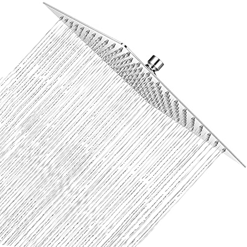 Drenky 10 pouces / 25cm Carré fixe tête de douche en acier inoxydable miroir face à 180 ° rotatif puissant Haute pression Spray de pulvérisation de salle de bains salle de bains