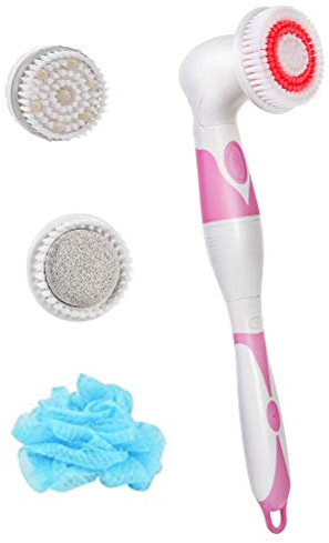 Elektrische Badebürste Massage Körperbürste Rückenbürste Scrubber Bürste mit langem Griff für Frauen Männer (keine Batterie)