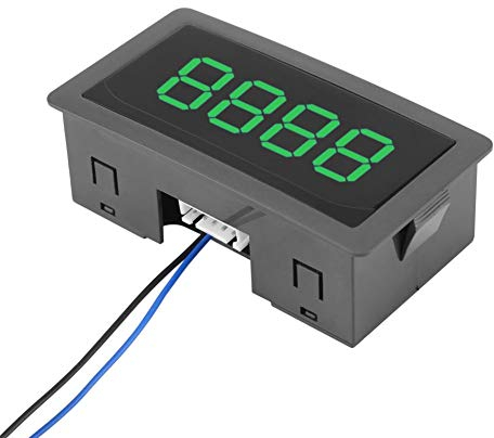 DC 24V 4-siffrig LED digital räknare 0-9999 ner Plus/minus panelräknare med kabel, 3 färger (grön)