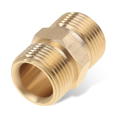 Hochdruckreiniger Adapter m22 14 auf 14, Messing Metrischer M22 14 mm männlich auf M22 14 mm Außengewindeanschluss Schlauch zu Schlauchkupplung