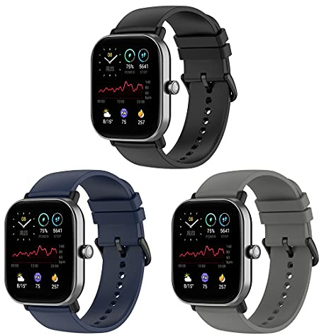 Bexido Klockarmband kompatibelt med Amazfit GTS/GTS 2/GTS 2e/GTS 2 mini/GTR 42 mm/Amazfit Bip U Pro/Bip S/Bip Lite, 20 mm sportband i silikon med quick release, ersättningsband, armband
