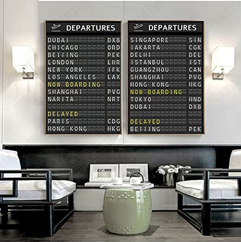 Flygplatsbräda destinationstavla affischer och tryck resebräda citat konst 2 delar canvasmålning bilder smekmånad resedekoration 50 x 71 cm ingen inramad